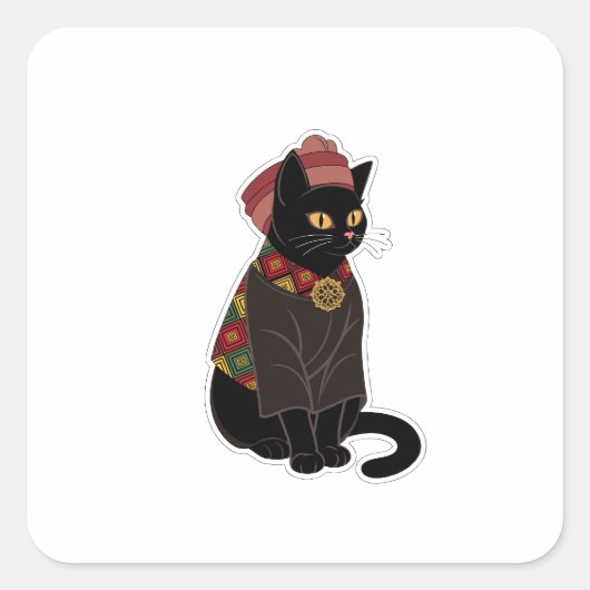部族のチーフ 黒猫 ステッカー (正面)