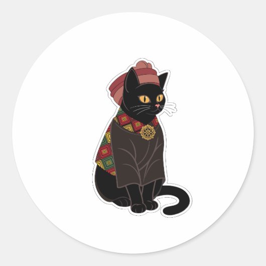 部族のチーフ 黒猫 ステッカー (正面)