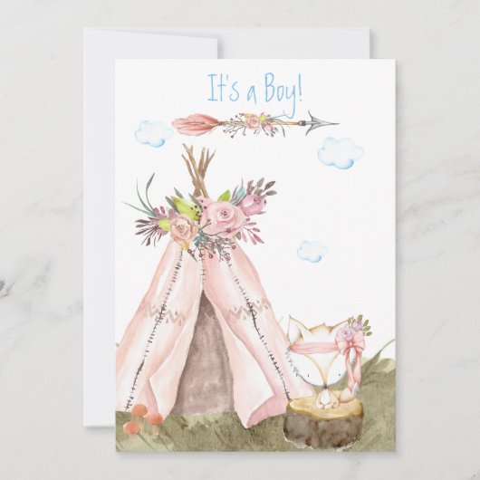 部族のテント　ボヘミアンの森のキツネ　フォレストボーイ 招待状 (正面)