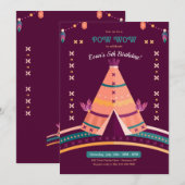 部族のテント 誕生日パーティー 招待状 (正面/裏面)