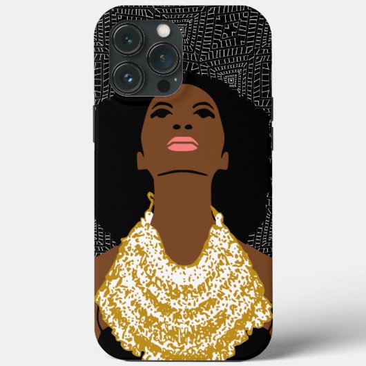 部族のネックレスで見上げる黒人女性 Case-Mate iPhoneケース (裏面)