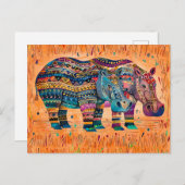 部族のパターンを持つアフリカの絵を描カバ シーズンポストカード (正面/裏面)