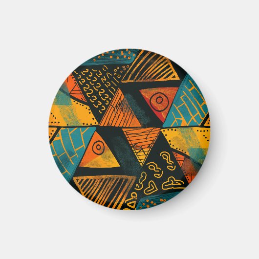 部族のパターンを持つカラフルの三角形を動かす マグネット (正面)