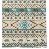 部族のパターン熊エルクディアウッドランド シャワーカーテン (正面)