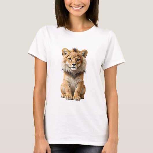 部族のヘアバンドをつけた威厳ある子ライオン Tシャツ (正面)
