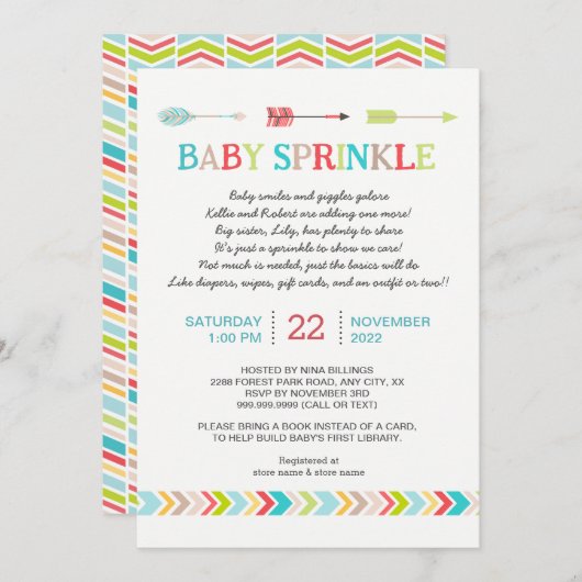 部族のベビーに詩の招待状を振りかける 招待状 (正面/裏面)