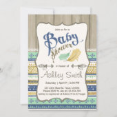 部族のベビーシャワ素朴ーベビーシャワー青金ゴールド 招待状 (正面)