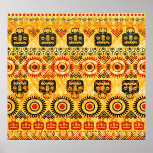 部族のモチーフ:シームレスな民族パターン。 ポスター
