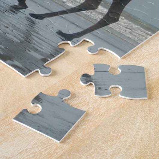 部族のラクダに乗る:朝の潮砂と海 ジグソーパズル (側面)