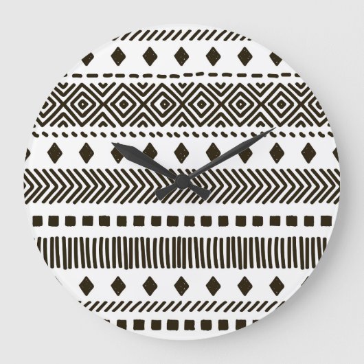 部族のリズム：民族幾何学模様 ラージ壁時計 (正面)