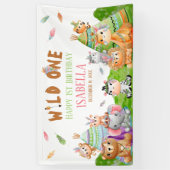 部族のワイルドワン　ウッドランドサファリ　バースデーパーティー 横断幕 (縦)