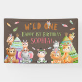 部族のワイルドワン サファリ ウッドランド バースデーパーティー 横断幕 (横)