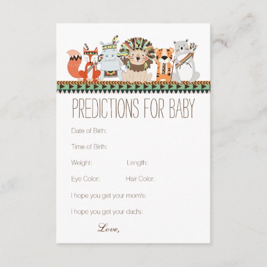 部族の予測アドバイス親の赤ちゃんシャワー アドバイスカード (正面)