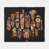 部族の仮面の民族的スケッチ フリースブランケット (正面(横))