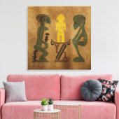 部族の儀式シーンの岩の彫刻 キャンバスプリント (インサイチュ (リビング))