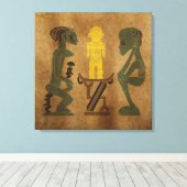 部族の儀式シーンの岩の彫刻 キャンバスプリント (インサイチュ (ウッドフロア))