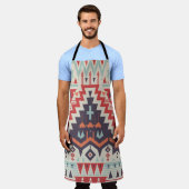 部族の優雅さ：幾何学的な民族プリント エプロン (着用した状態)