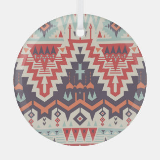部族の優雅さ：幾何学的な民族プリント ガラスオーナメント