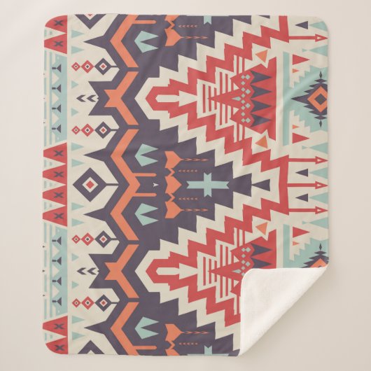 部族の優雅さ：幾何学的な民族プリント シェルパブランケット (正面)