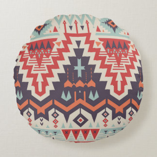 部族の優雅さ：幾何学的な民族プリント ラウンドクッション