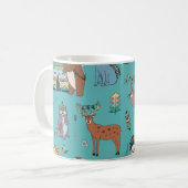 部族の動物：森林の模様。 コーヒーマグカップ (正面左)