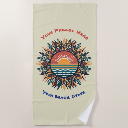部族の夏の太陽 ビーチタオル (正面)