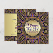 部族の大地 オレンジ パープル ゴールド ディナー パーティー 招待状 (正面/裏面)