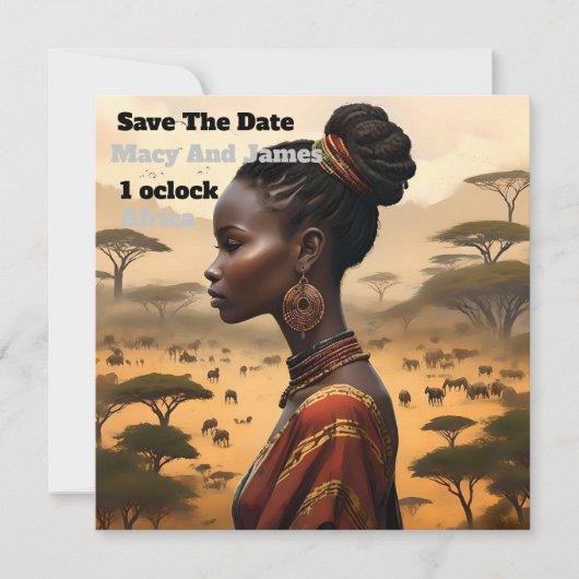 部族の女性がアフリカの風景を見守っていた セーブザデート (正面)