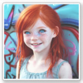 部族の子供 |リトルかわいらし・レッドヘッド・ガール シール (正面)