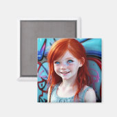 部族の子供 |リトルかわいらし・レッドヘッド・ガール マグネット (正面/裏面)