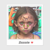 部族の子供 都市未来的な女の子の緑の目 シール (シート)