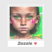 部族の子供 | Futuristic Girl Green Eyes シール (シート)