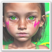 部族の子供 | Futuristic Girl Green Eyes シール (正面)