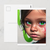 部族の子供 | Little Futuristic Girl Green Eyes ポストカード (正面/裏面)