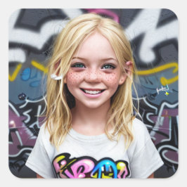 部族の子供 | Smiling Little Blonde with Freckles スクエアシール