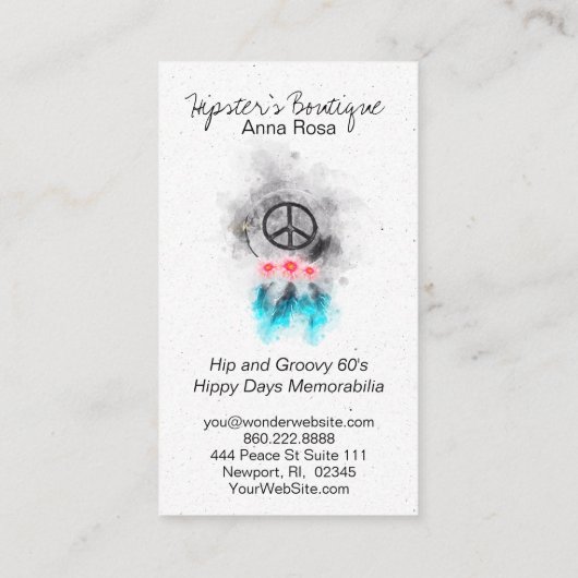 *~*部族の平和サイン羽の花ボホグランジー 名刺 (裏面)