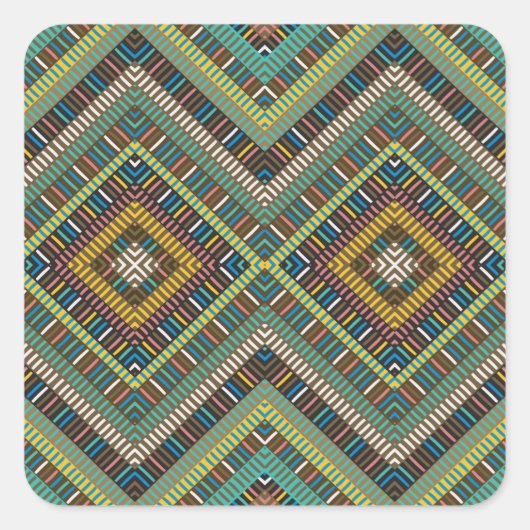 部族の幾何学模様ボホ族アステカ スクエアシール (正面)