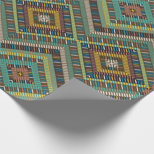 部族の幾何学模様ボホ族アステカ ラッピングペーパー (角)