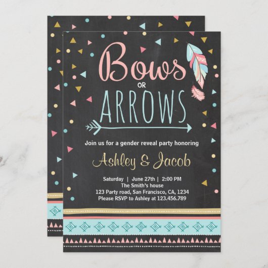 部族の性別を明らかにする招待の男の子か女の子 招待状 (正面/裏面)