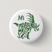 部族の戦争を伴う緑のスチラコサウルス絵を描 缶バッジ (正面)