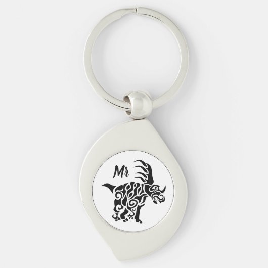 部族の戦争を伴う黒いスチラコサウルス絵を描 キーホルダー (正面)