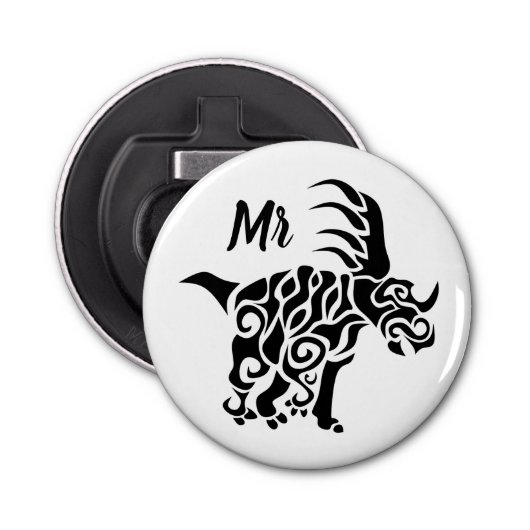 部族の戦争を伴う黒いスチラコサウルス絵を描 栓抜き (正面)