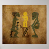 部族の戦士の儀式シーンの岩の彫刻 ポスター (正面)