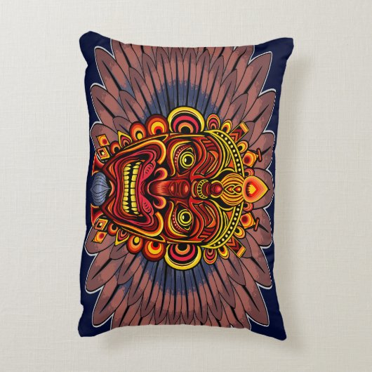 部族の戦士の王の儀式のマスク アクセントクッション (裏面(縦))