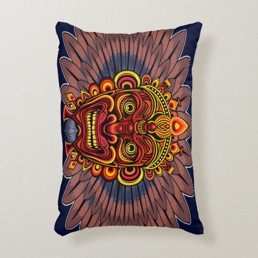部族の戦士の王の儀式のマスク アクセントクッション (正面(垂直))