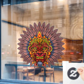 部族の戦士の王の儀式のマスク ウィンドウサイン (カフェ窓)