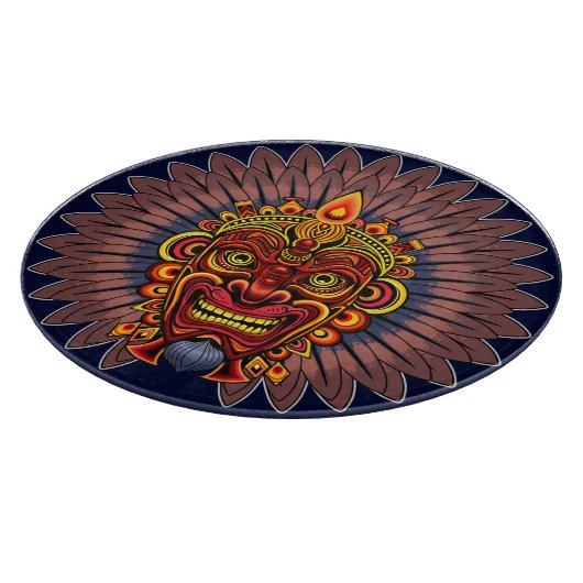 部族の戦士の王の儀式のマスク カッティングボード (角)