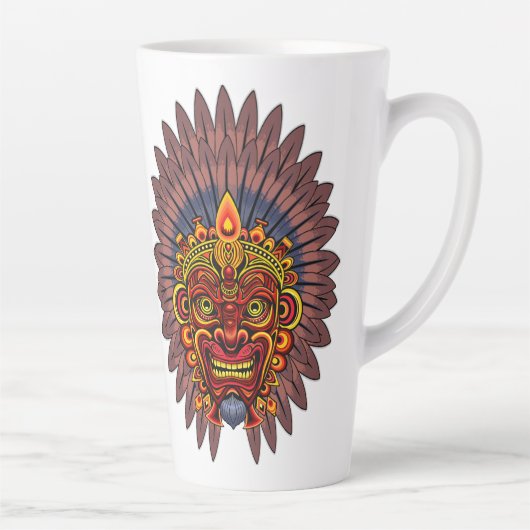 部族の戦士の王の儀式のマスク カフェラテマグ (右)