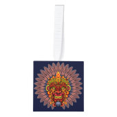 部族の戦士の王の儀式のマスク キューブオーナメント (正面)