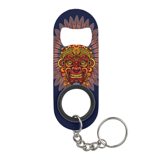 部族の戦士の王の儀式のマスク キーホルダー栓抜き (裏面)